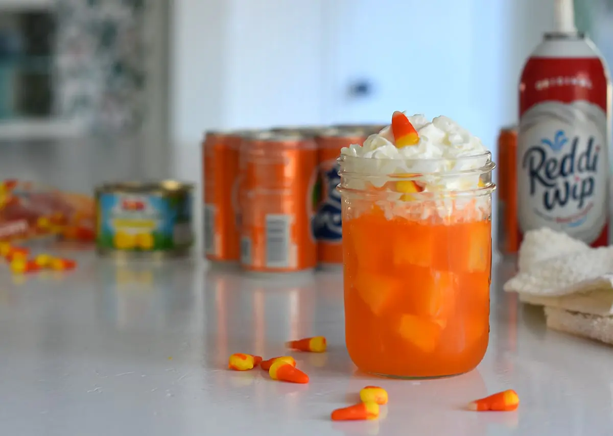 3 ingredient candy corn punch perfect for fall and Halloween