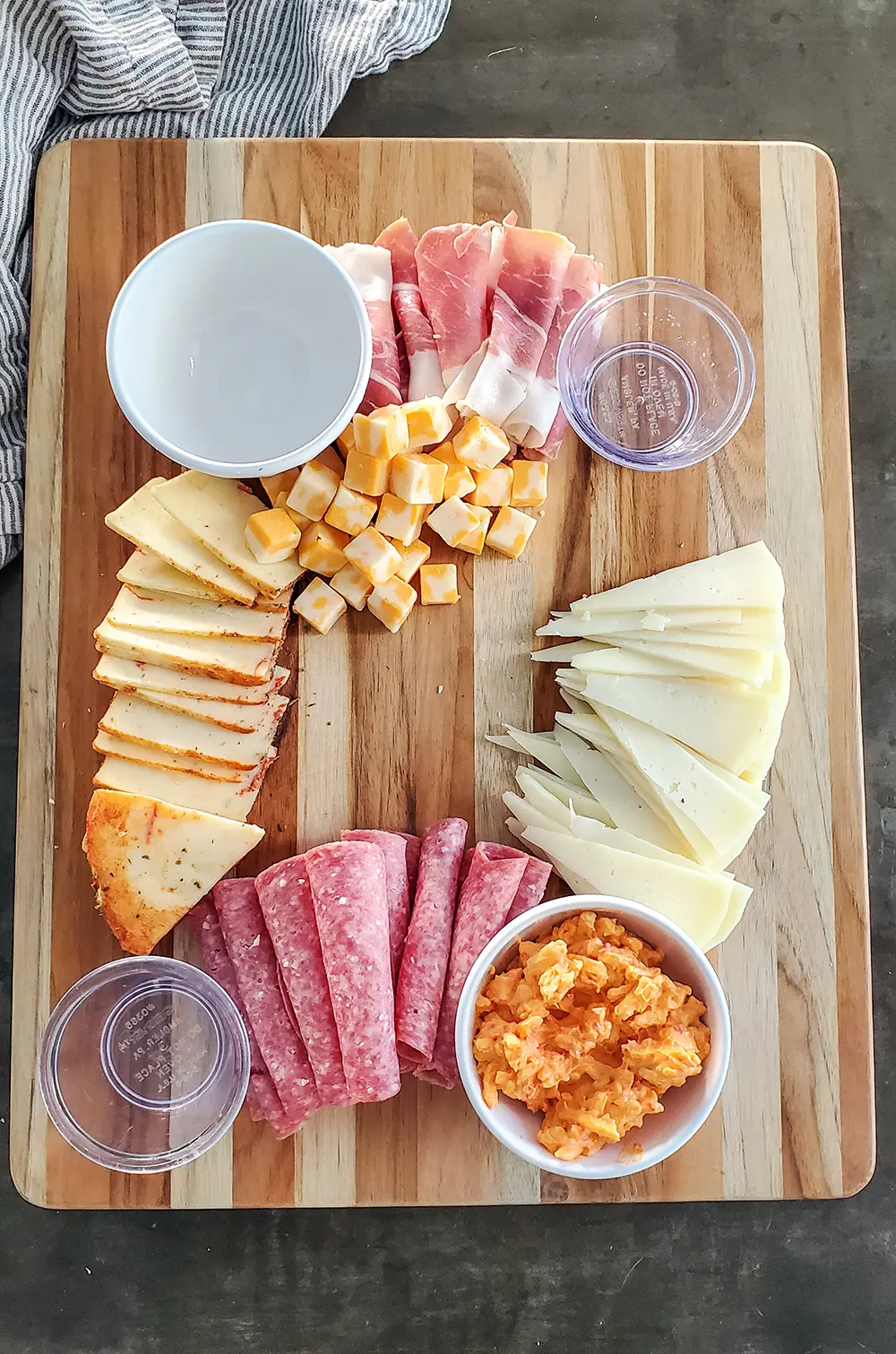 step 2 of making a charcuterie board