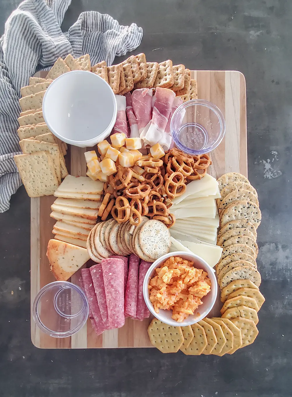 step 3 of making a charcuterie board