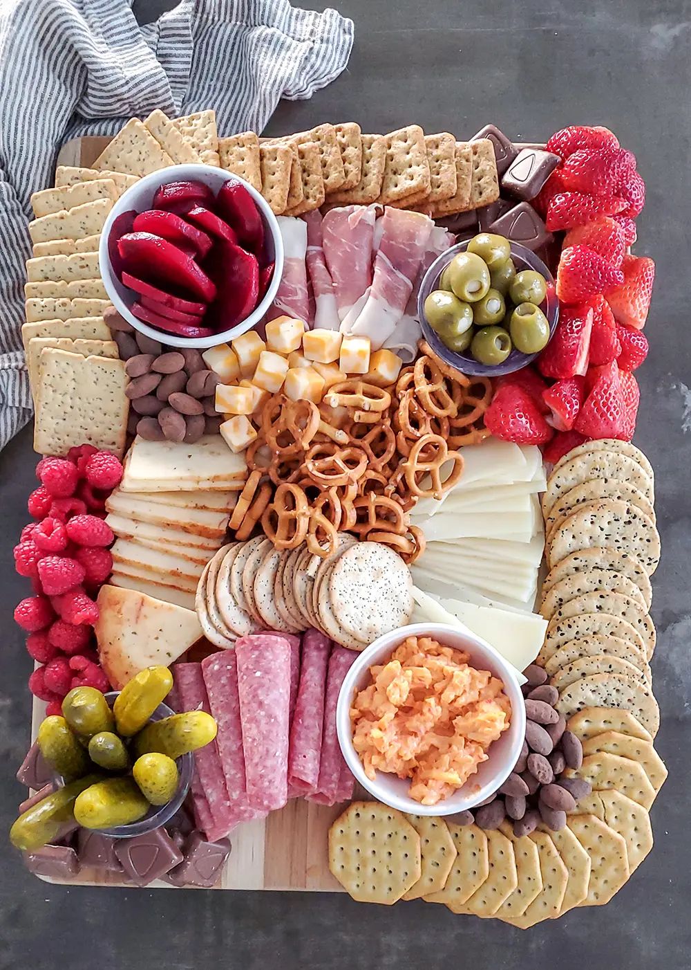 step 5 of making a charcuterie board