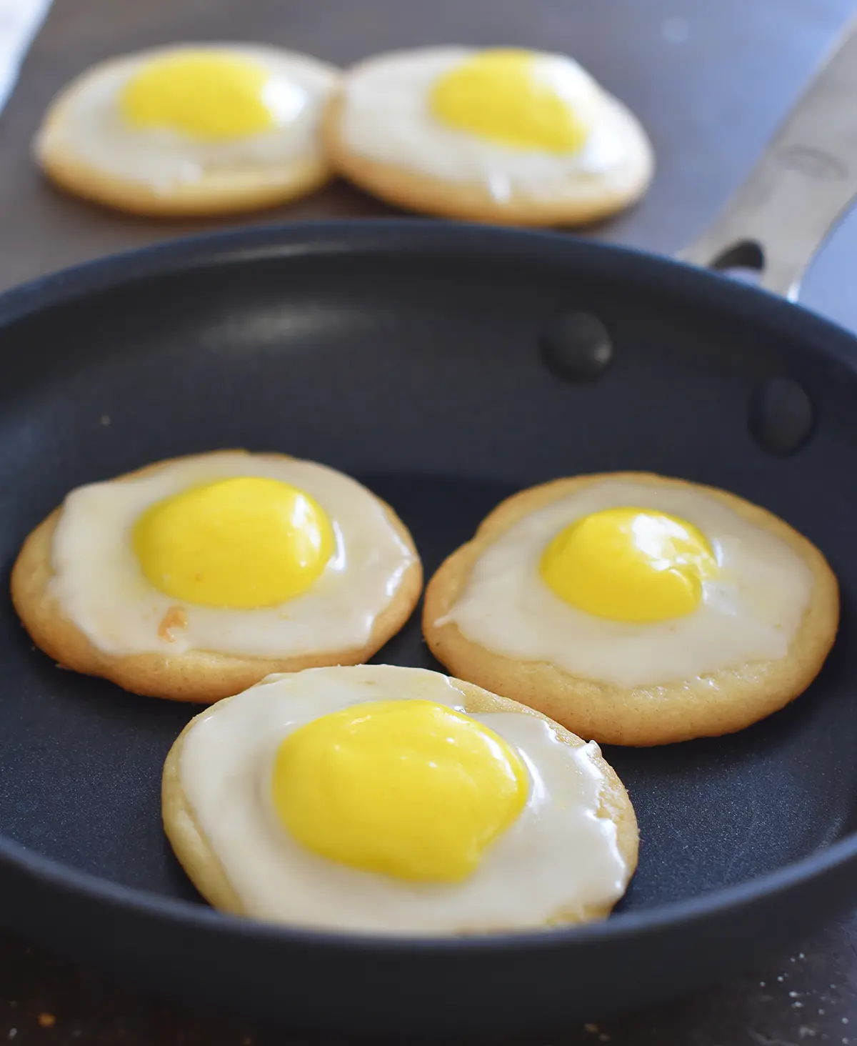 Cracked egg sugar cookies in a skillet.