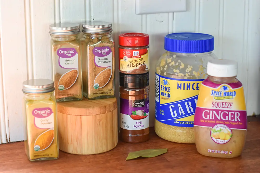 The spice ingredients to make Indian Curry Chicken