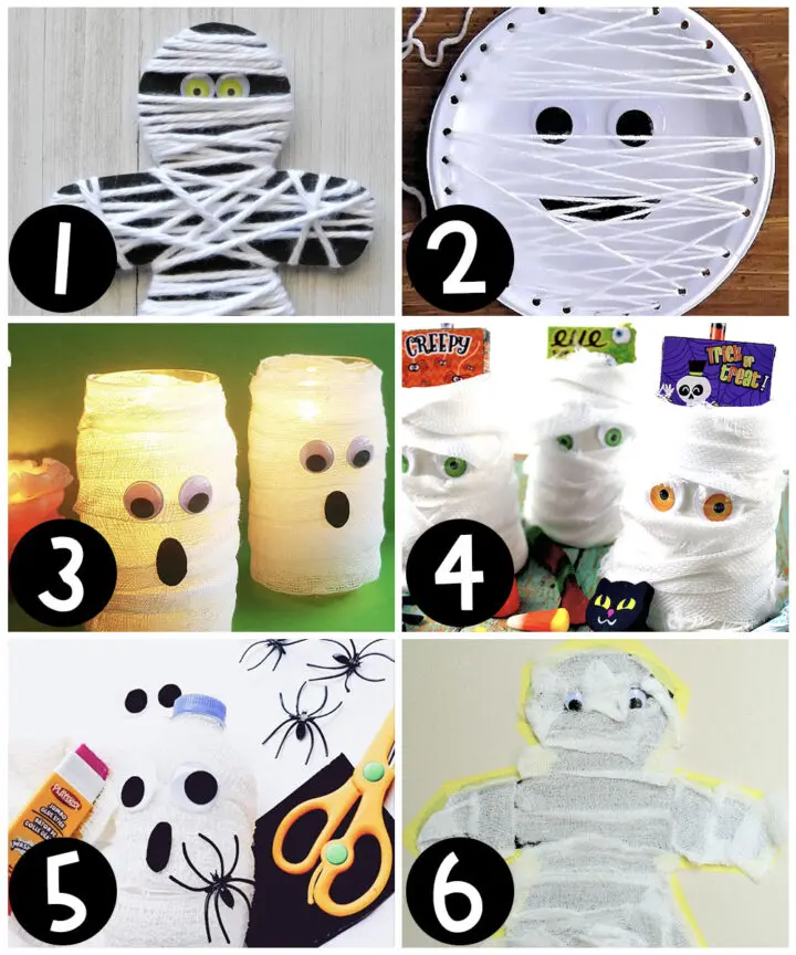 Halloween Crafts for kids featuring mummies