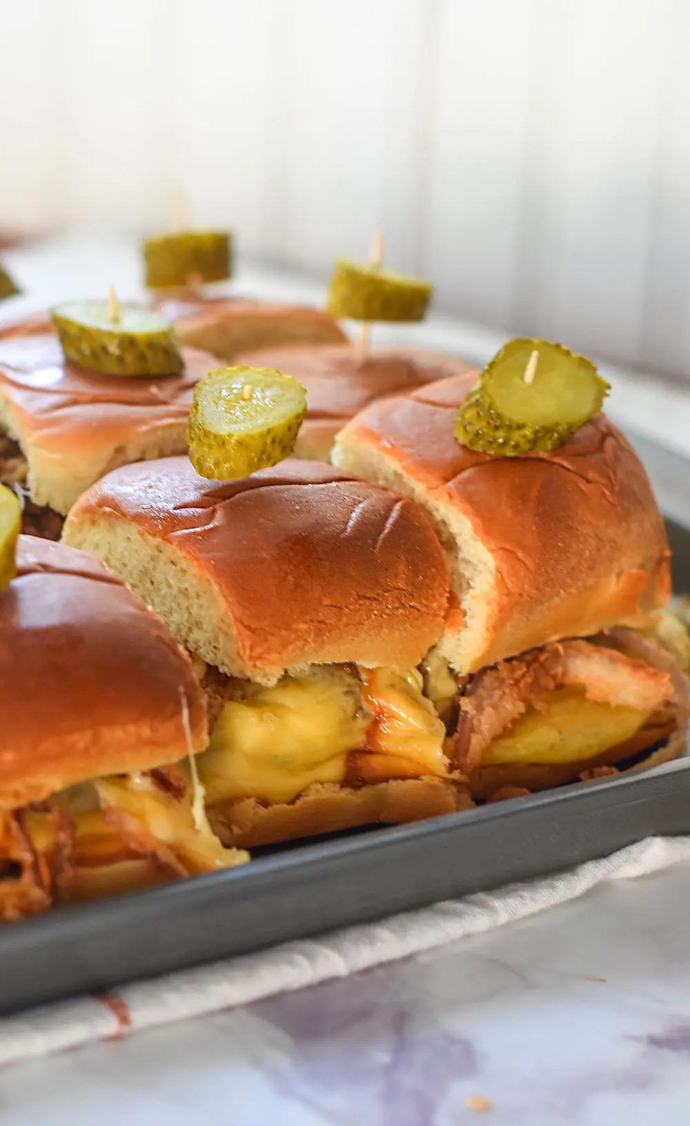 a pan of homemade sausage sliders