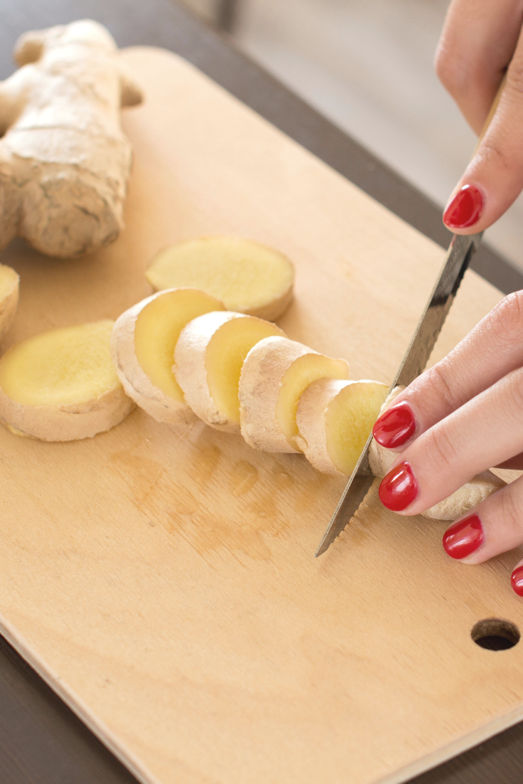 Sliced ginger is a great way to make homemade ginger tea.