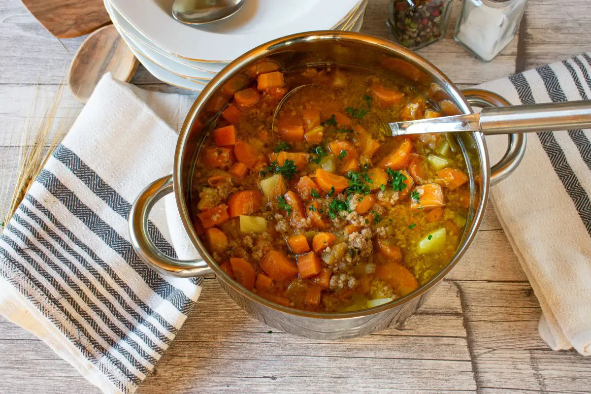 soup in a pot waiting for storage
