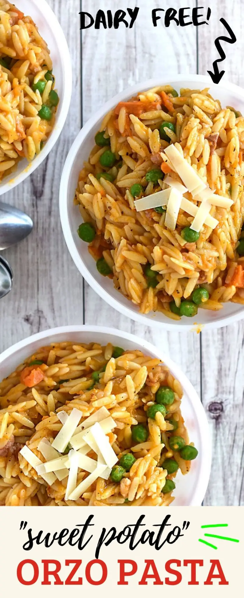 Creamy Sweet Potato Orzo is dairy-free and delicious!