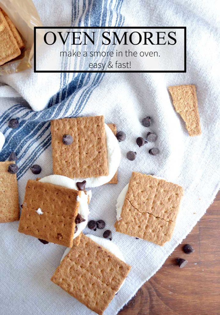 Make smores in the oven fast and easy. Perfect for those winter months! Oven smores are almost as good as the real thing, too!