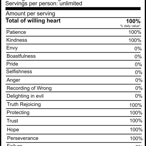 Nutrition Facts for love free printable. https://nelliebellie.com