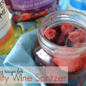 Super simple way to make a fruity wine spritzer and feel fancy, from nelliebellie.com