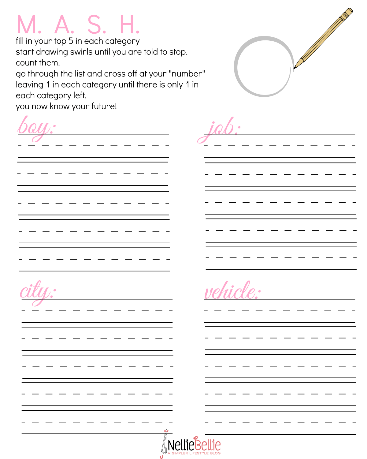 MASH, the game. A free printable to play the mash game MASH, the game. A free printable to play the mash game