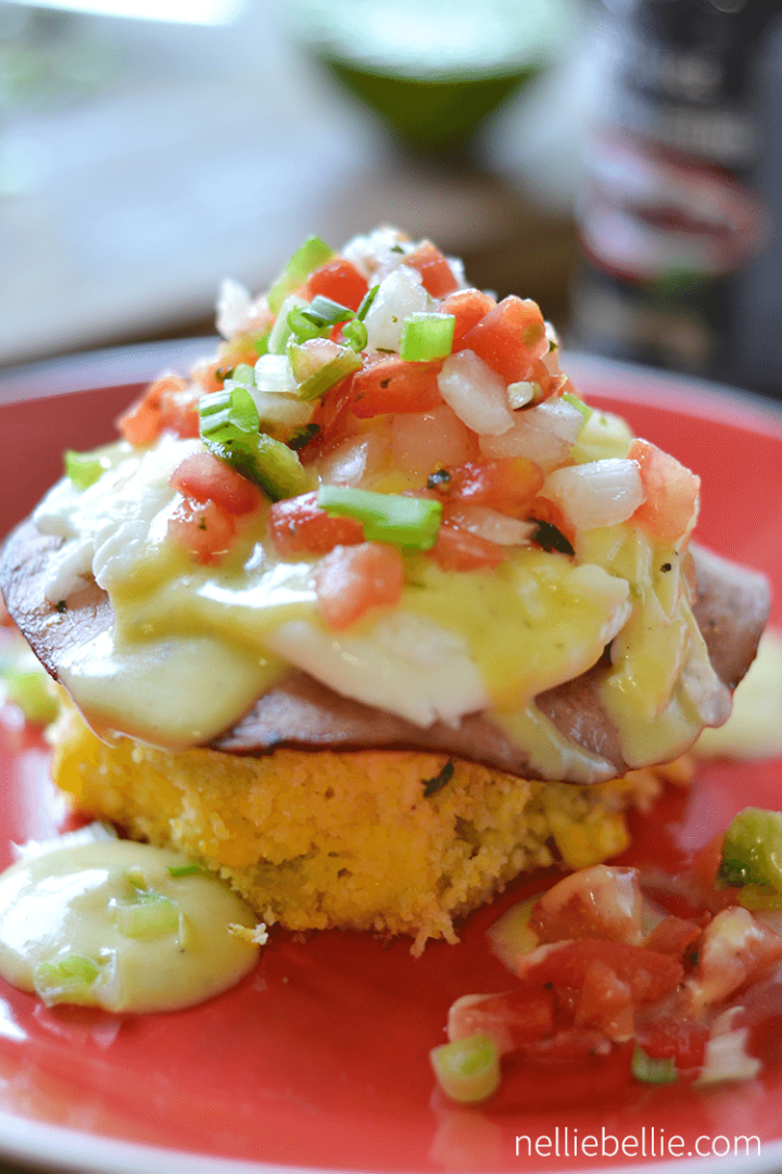tex mex eggs benedict...easy, delicious, and a great Saturday morning breakfast! ~www.nelliebellie.com #breakfast #texmex #eggsbenedict