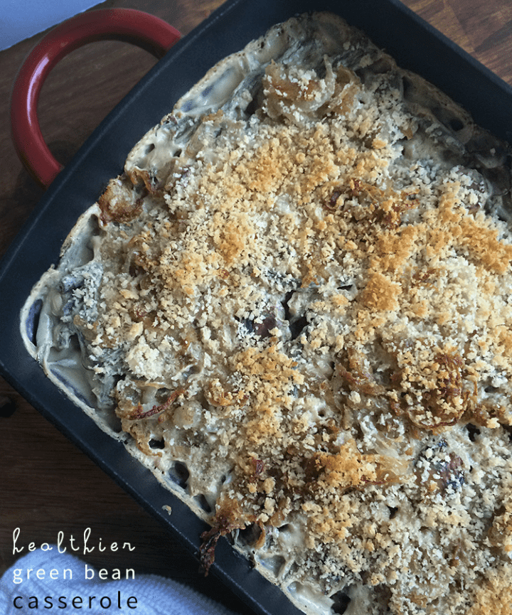 Healthy green bean casserole from NellieBellie #Christmas #greenbeancasserole