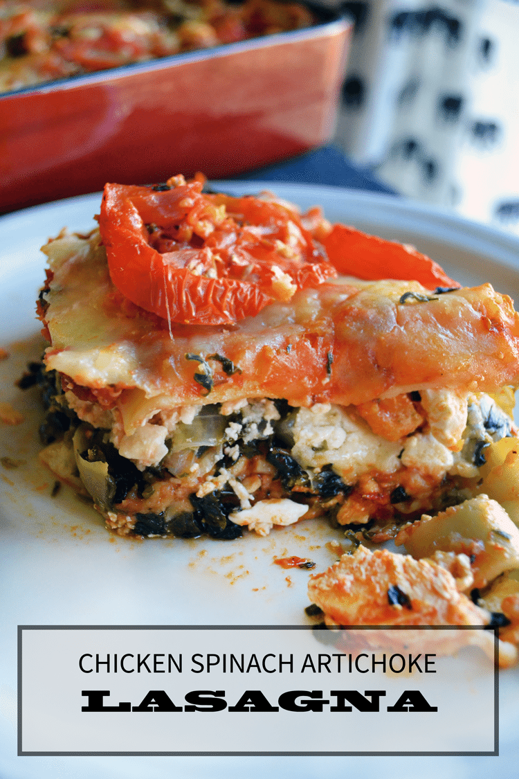 spinach Chicken Lasagna with artichoke recipe from NellieBellie