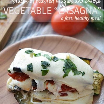 This easy vegetable lasagna is really made up of only roasted vegetables and cheese. vegetarian and gluten-free Delicious! nelliebellie.com