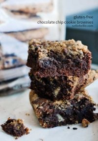 gluten free brownies with chocolate chip cookie topping; so delicious!