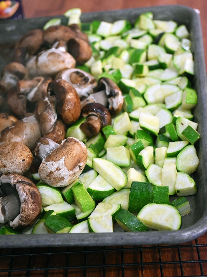 veggie burger ingredients. Mushrooms and zuchinni