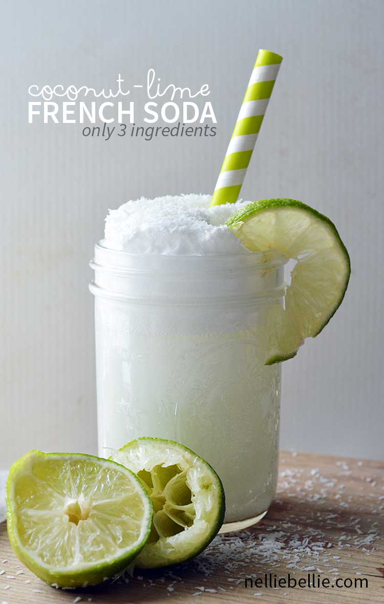 French sodas are incredibly easy to make, and are a refreshing drink for anytime.  This coconut and lime french soda is absolutely delicious!