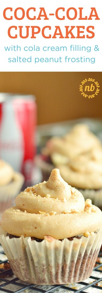Sweet Coke cupcakes, creamy Coke filling, and delicious peanut salty frosting make this the cupcake recipe you'll make again and again!