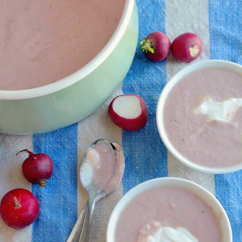 Creamy radish soup recipe is easy to make, and a great use of the lowly radish! This will become your favorite way to use radishes!