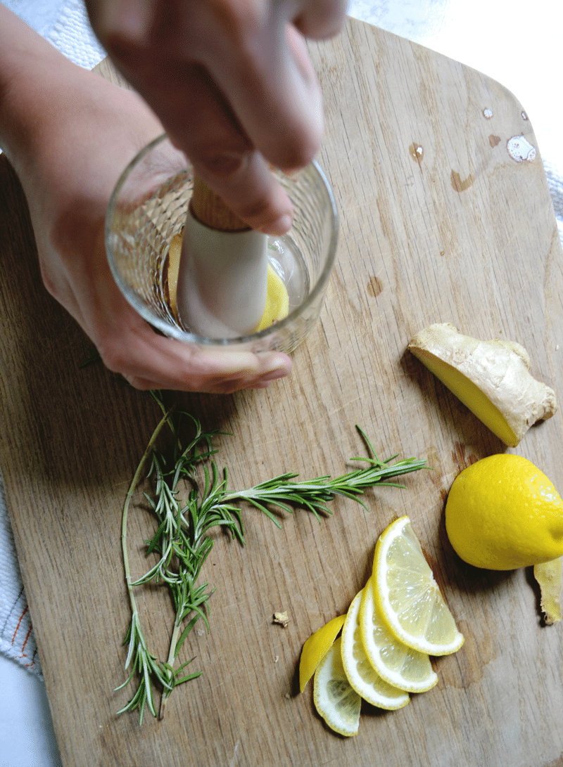 ginger rosemary cocktail with