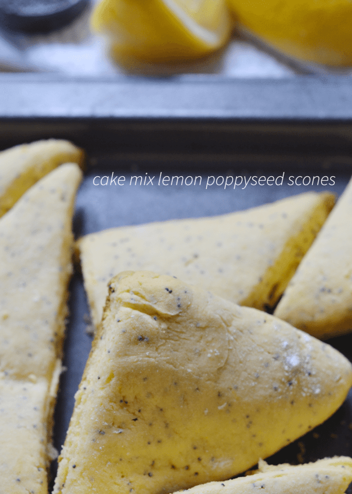 Cake mix lemon poppyseed scones are easy to make and fast fast fast!