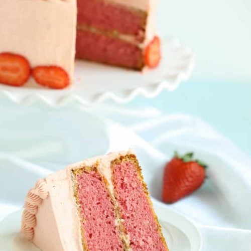 the BEST homemade strawberry cake (with Jello)