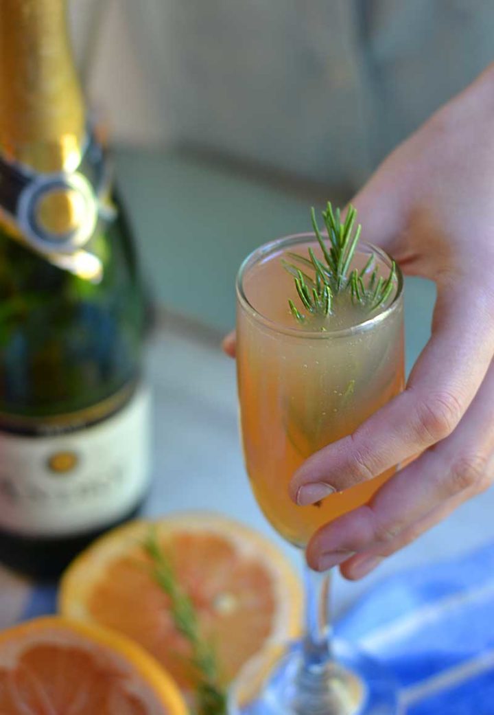 Rosemary Grapefruit Mimosa Cocktail