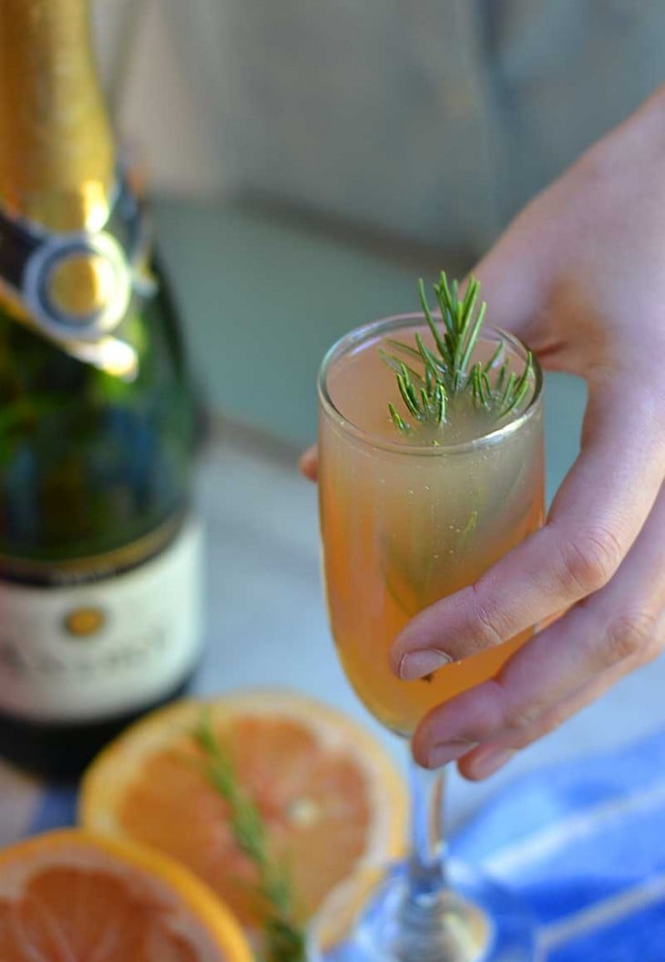 Rosemary Grapefruit Mimosa Cocktail