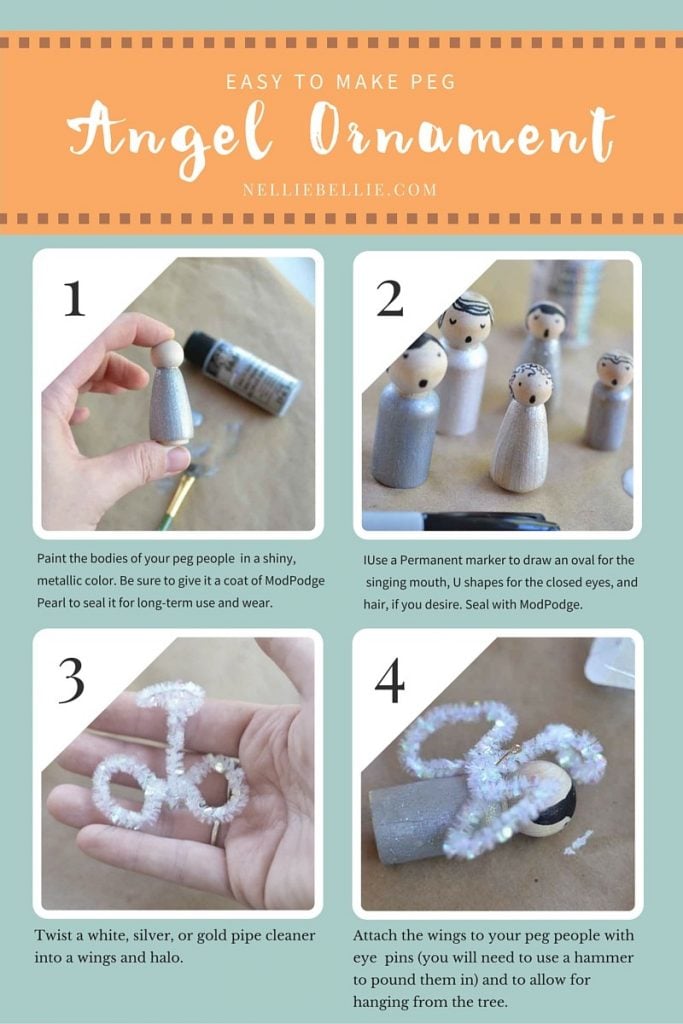 how to make a peg angel ornament. An easy to follow tutorial.