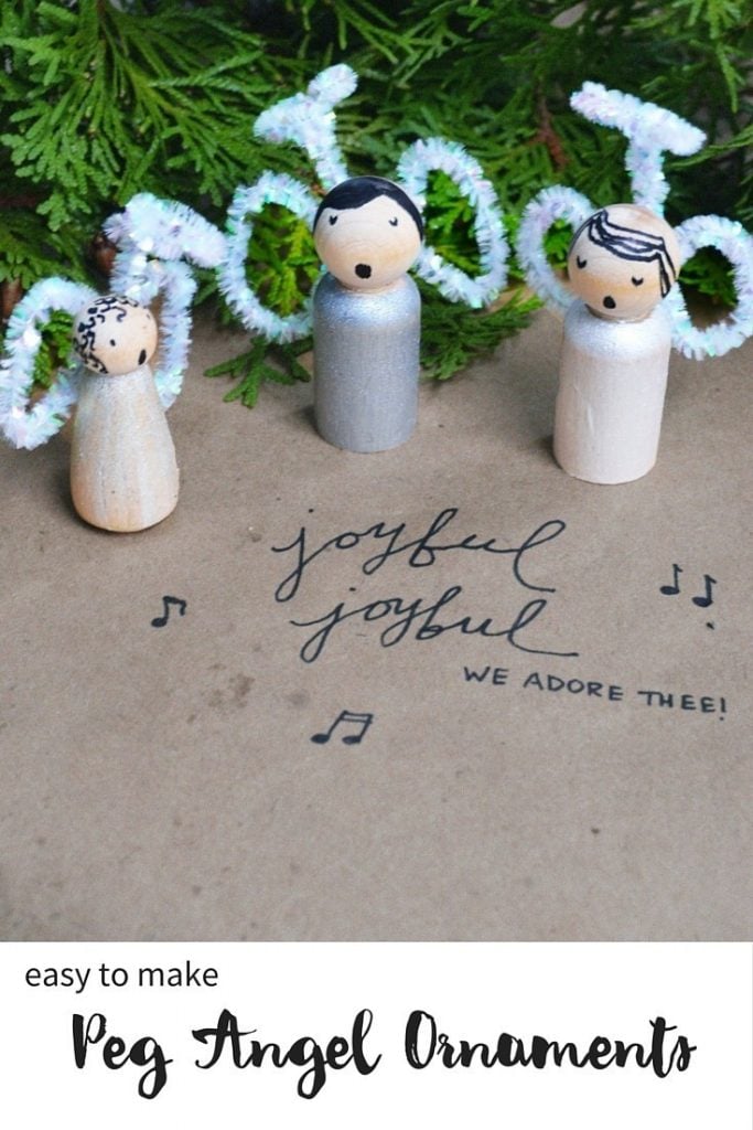Make these darling ornaments from peg people, pipe cleaners, and paint. An easy Christmas ornament idea!