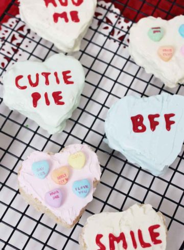 These are a great Valentine's Day treat! Conversation hearts made from Rice Krispie treats are easy and fun to make!