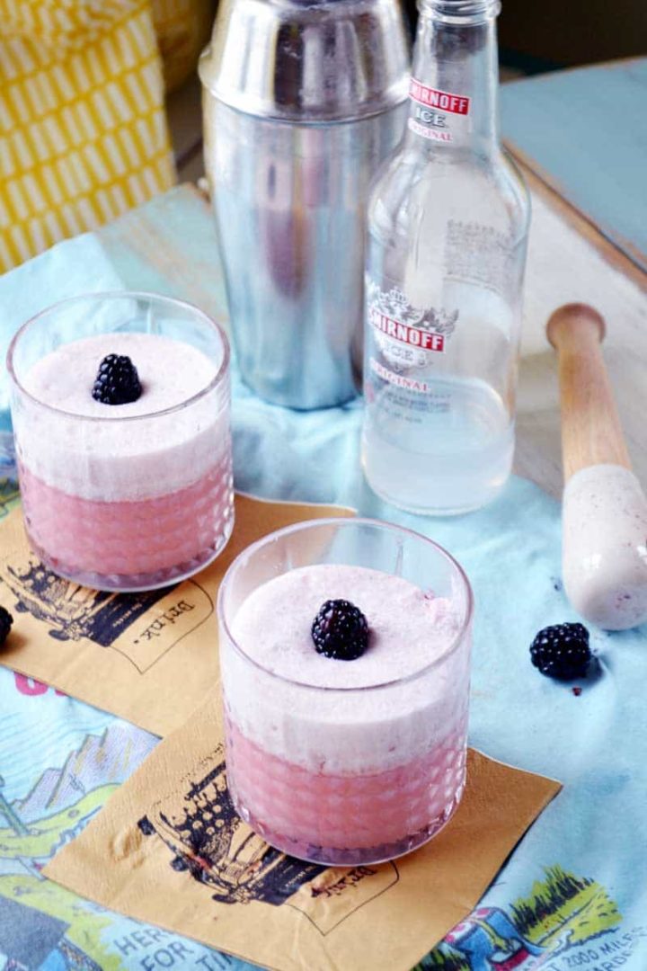 A Blackberry Coconoff cocktail is an easy recipe featuring muddled blackberries, agave nectar, and coconut milk topped with Smirnoff. Yummy, refreshing, and light!