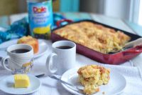 Pineapple coffee cake with coconut crumble. The perfect pairing in this rich and buttery cake perfect for Easter Sunday!