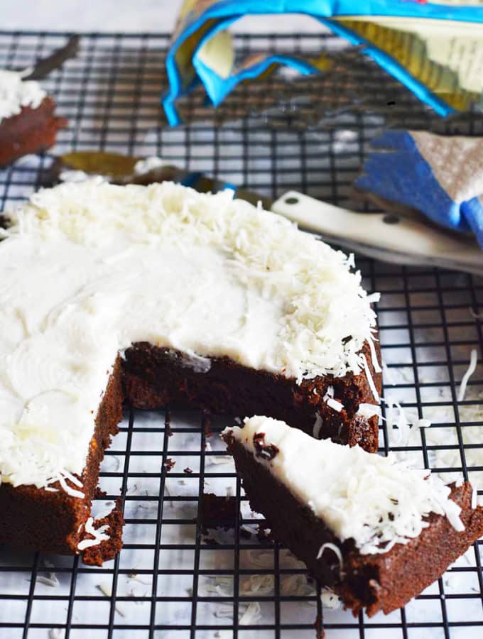 Hunk Of Chocolate Cake And Milk Hunk Of Chocolate Cake And Milk
