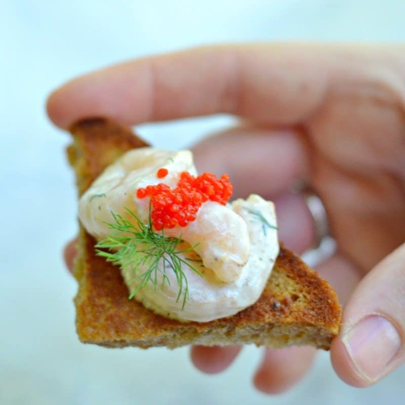 I'm whipping up some comfort food in the form of Swedish toast. Not just any toast... Swedish Skagen Toast. An easy and traditional Swedish appetizer.