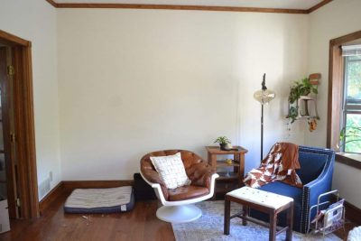 living room - before photo, our furniture