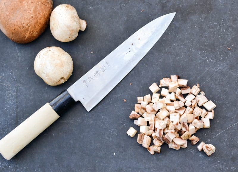 Diced mushrooms to use in homemade cream of mushroom soup