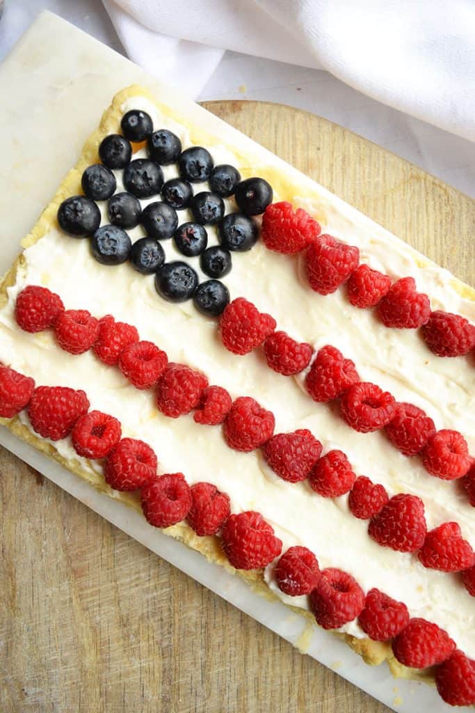 easy puff pastry patriotic berry tart . Great dessert for summer!