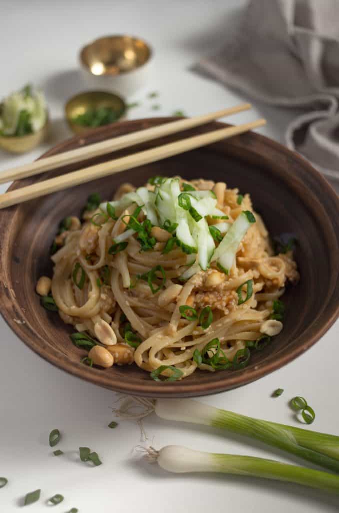 delicious, easy homemade peanut noodles you can make in less than 30 minutes with pantry ingredients!