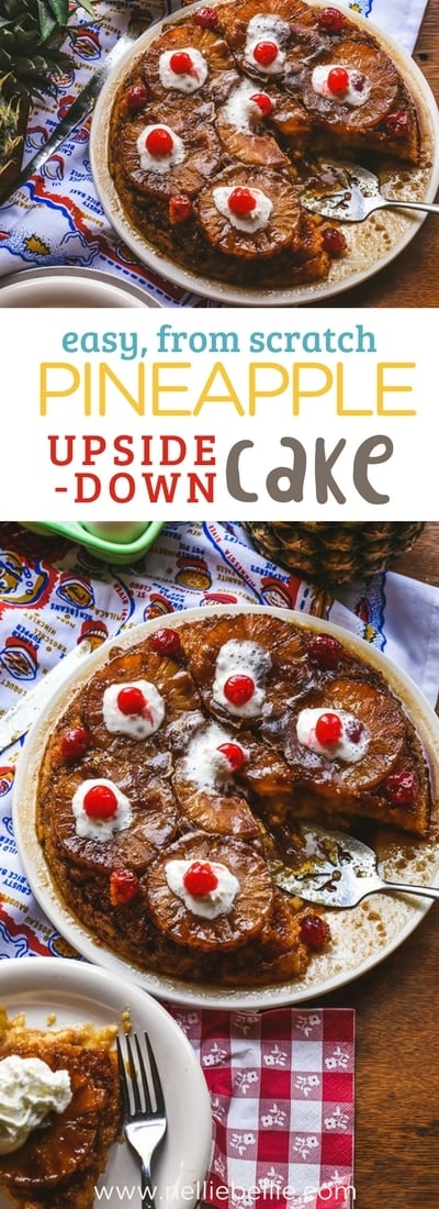 This easy, from scratch Pineapple Upside-Down Cake is just like Grandma's homemade recipe. Butter cake and sweet gooey pineapple just like a Pineapple Upside down cake should be!