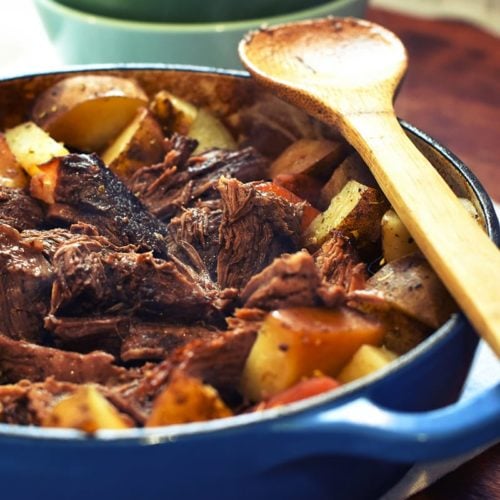 Beef oven pot roast with red wine