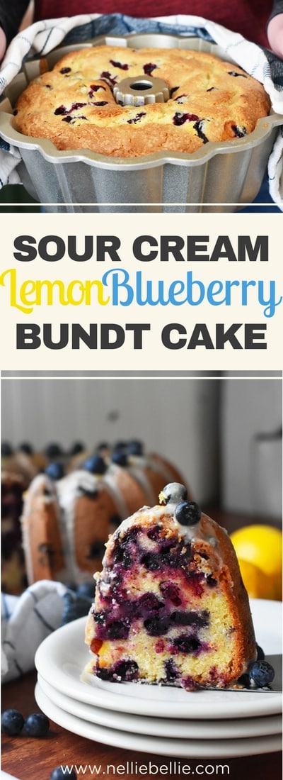 This lemon blueberry bundt cake is an old-fashioned sour cream bundt cake lightened up and brightened up with sweet blueberries and fresh lemon flavor!