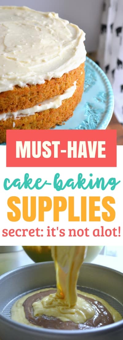 These are the must-have supplies you need to bake a simple cake. To make a homemade cake doesn't require fancy equipment or materials. This is a simple and easy list. Get making a cake!