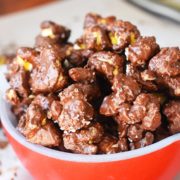 Only 3 ingredients and a microwave to make this ADDICTIVE chocolate almond bark puffcorn. A good sprinkling of sea salt takes it NEXT LEVEL in flavor. The best part...no bake!