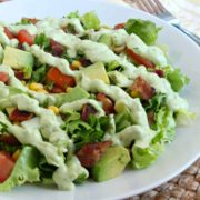 BLT Chopped salad with avocado ranch dressing