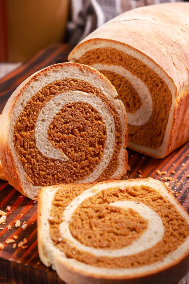 gorgeous marbled homemade bread! Rye loaf swirled with white bread loaf. Simple and pretty!