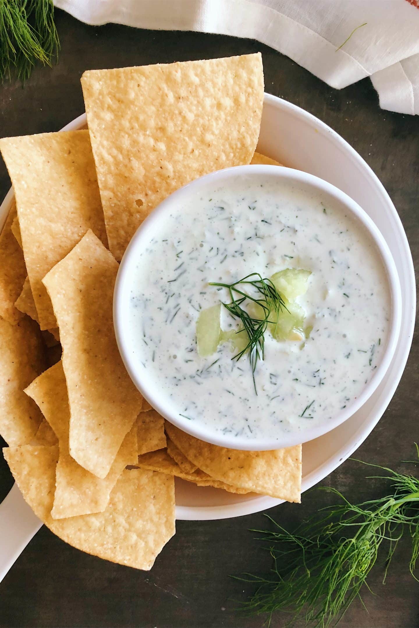 an easy, cool, and creamy cucumber dill dip made with greek yogurt.