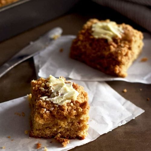 Coffee Cake made with oat flour is absolutely delicious and gluten-free. Easy to make!