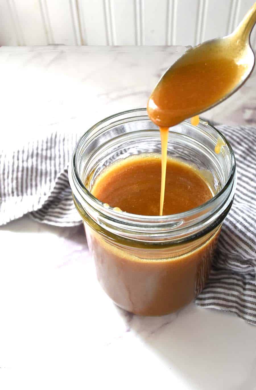 It only takes 5 ingredients to make this yummy caramel sauce!